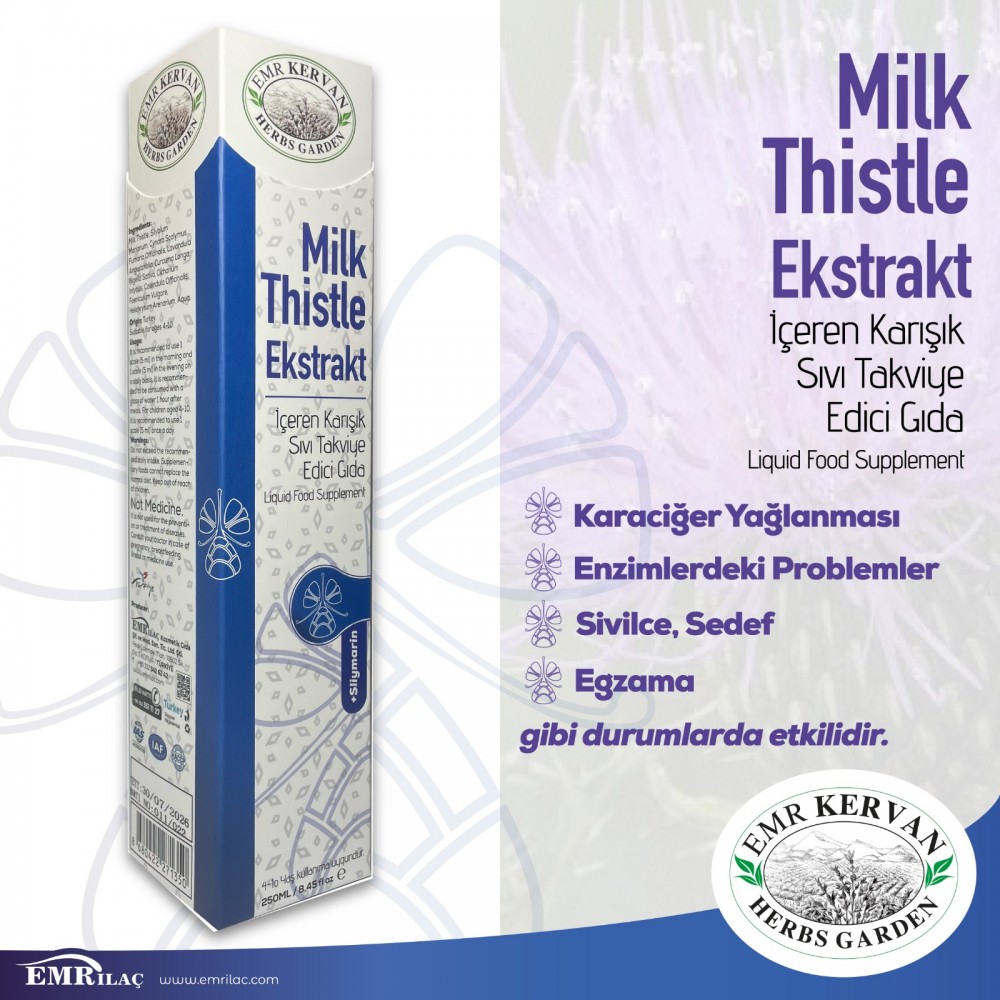 Emr Kervan Herbs Garden Milk Thistle Ekstrakt İçeren Karışık Sıvı Takviye Edici Gıda 250ml